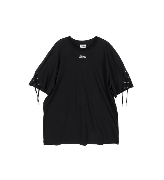 OVERSIZED LACED TEE-SHIRT BLACK