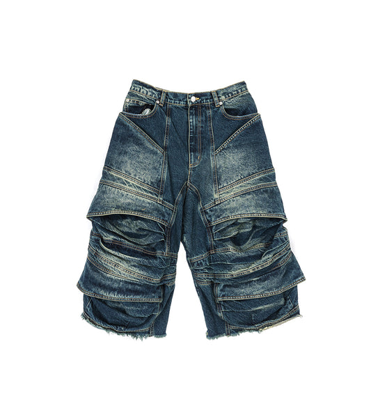 EXPANDABLE SHORTS LIGHT WASH