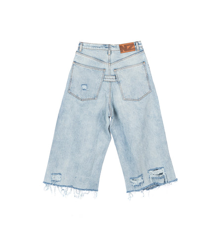 DESTROYED JEAN SHORTS LIGHT WASH