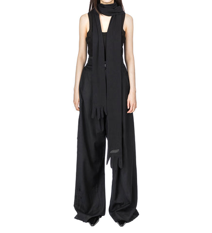 FOLDED WOOL TROUSERS BLACK