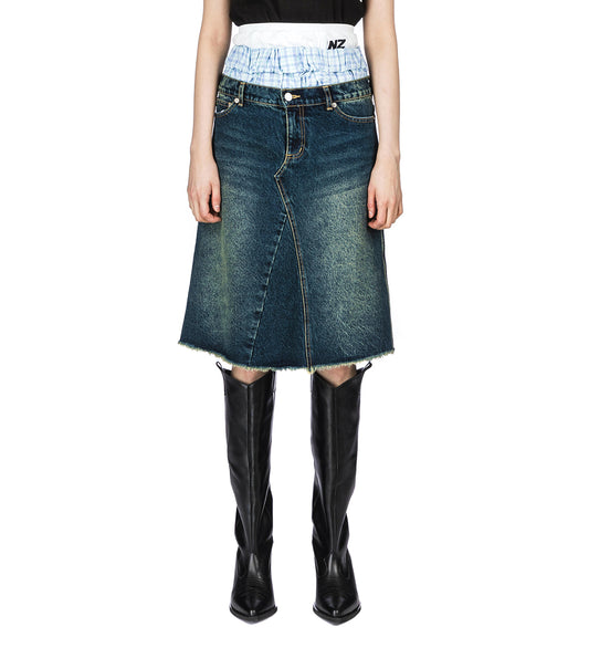 TRIPLE WAIST SKIRT LIGHT WASH