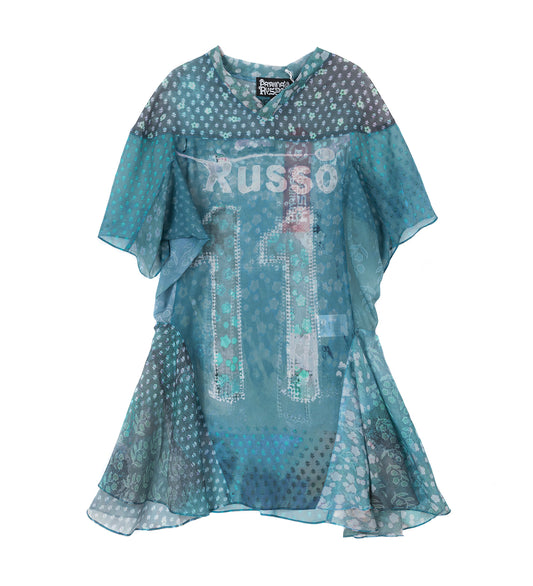 SHORT SLEEVE OVERSIZED SHORT DRESS BABY BLUE