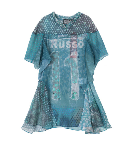 SHORT SLEEVE OVERSIZED SHORT DRESS BABY BLUE