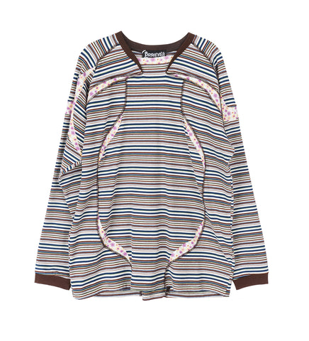 SPORT JERSEY LONG SLEEVE WHITE/BROWN STRIPES