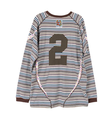 SPORT JERSEY LONG SLEEVE WHITE/BROWN STRIPES