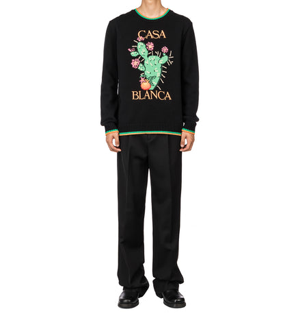 INTARSIA SWEATER CACTUS ET ORANGE BLACK