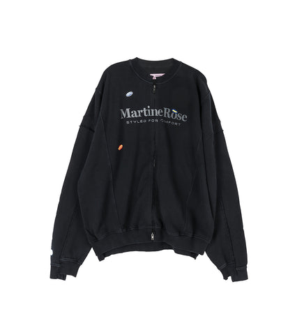 ZIP UP CREW BLACK WASHED