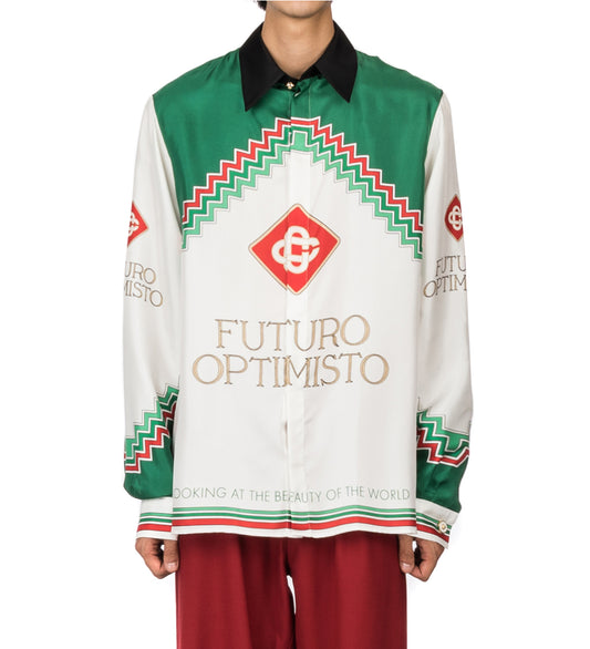 CASABLANCA LONGSLEEVE SILK SHIRT FUTURO OPTIMISTO