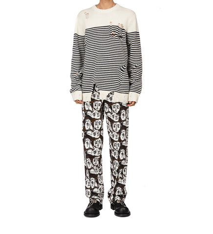 ART DENIM JEANS FACES PRINT