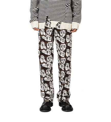 ART DENIM JEANS FACES PRINT