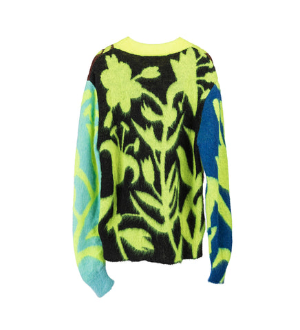 FLOWER SHADOW KNIT CREW NECK YELLOW MULTI