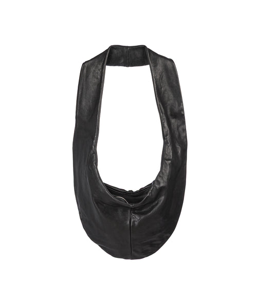 LEATHER CROSSED BAG BLACK