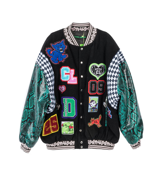 LETTERMAN JACKET BLACK MULTI