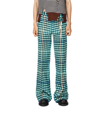 GOLDEN TROUSERS GREEN BLURRY SEERSUCKER