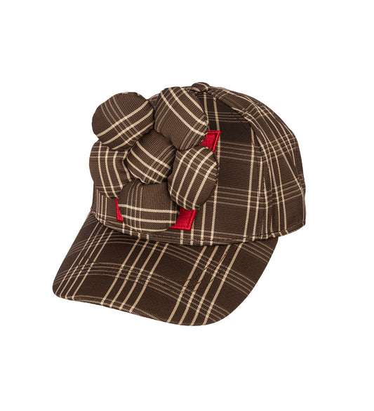FLOWER CAP BROWN CHECK