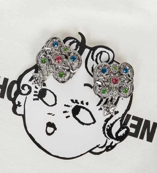 GEM DROP HAIR CLIPS SILVER