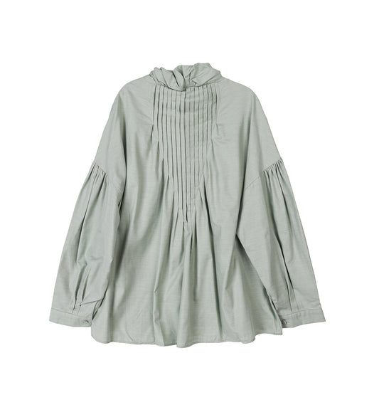 EVERS PLEATED SHIRT SOFT GREEN
