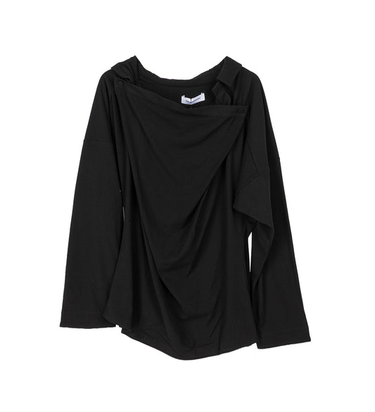 ISKAR DRAPED SHIRT TRUE BLACK