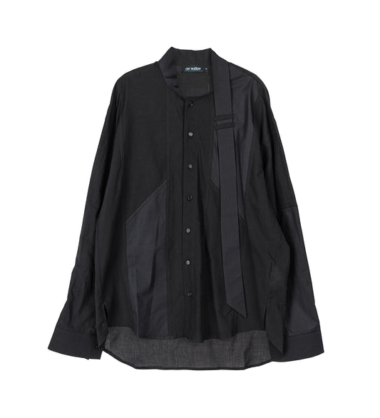 SCARF SHIRT PATCHWORK BLACK