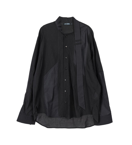 SCARF SHIRT PATCHWORK BLACK
