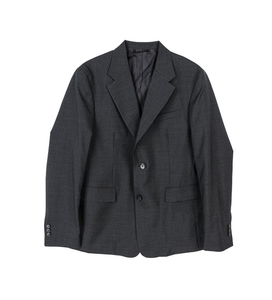 SINGLE BREASTED BLAZER DARK GREY TROPICAL WOOL