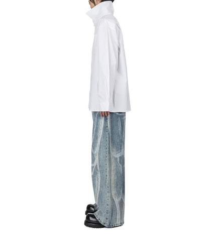 LASER ETCHED JEANS LIGHT WASH WHITE