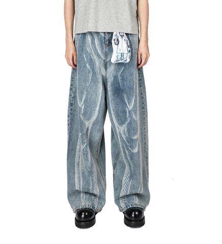 LASER ETCHED JEANS LIGHT WASH WHITE