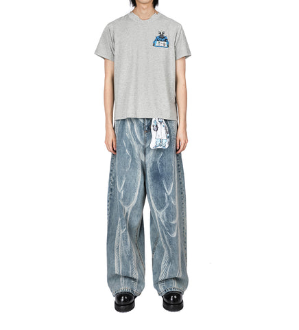 LASER ETCHED JEANS LIGHT WASH WHITE