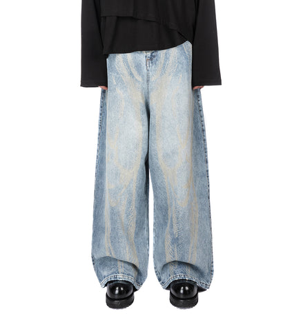 LASER ETCHED JEANS LIGHT WASH BLUE