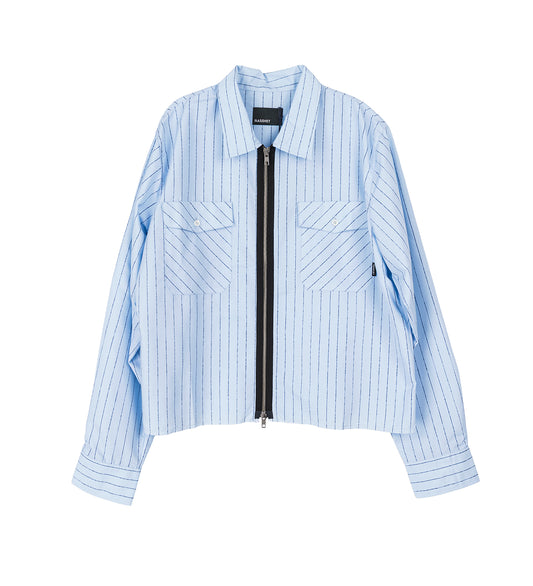 STRIPED LOOSE ZIP SHIRT BLUE