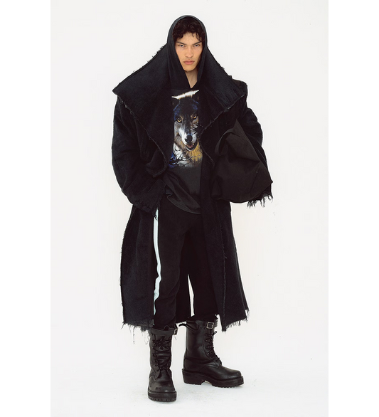 TOWEL LONG COAT BLACK