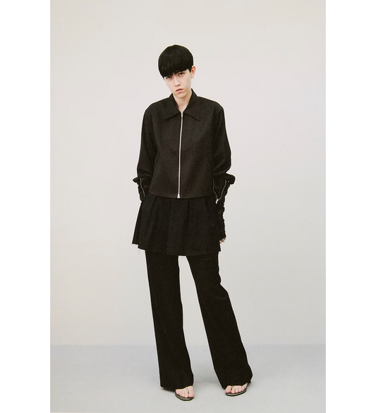 OBJECT SKIRT BLACK WORSTED WOOL