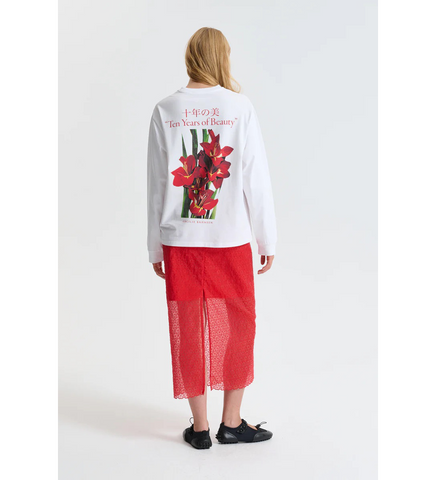 CBDONNA SKIRT WINDFLOWER EMB RED