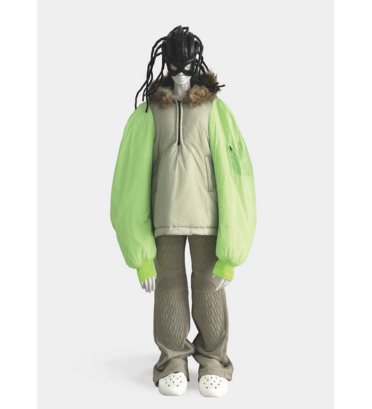 QUILTED BIKER SWEATPANTS LIGHT GREEN