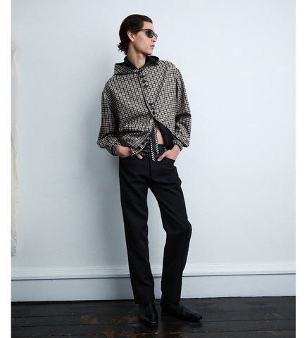 DOUBLE BELT BOOT CUT TROUSERS V1 BLACK