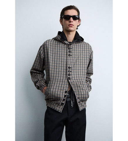 MULTI-BUTTONED HOODIE BLACK/BROWN/BEIGE