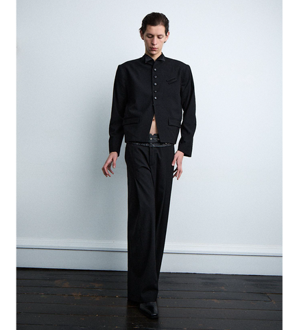WING TIP COLLAR BLAZER BLACK