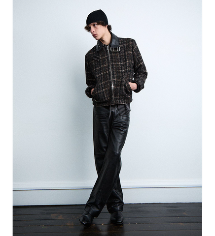 DETACHABLE COLLAR-BELT WOOL JACKET BLACK/BROWN/BEIGE/BLUE