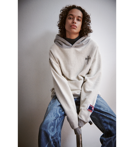 CW MULTI CROSS FLEECE HOOD INSIDE OUT HEATHER GREY