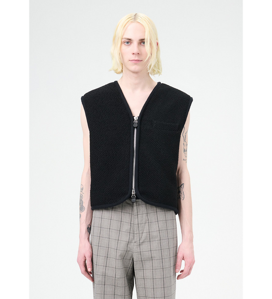 TOP VEST EVENING BLACK BOUCLE WOOL