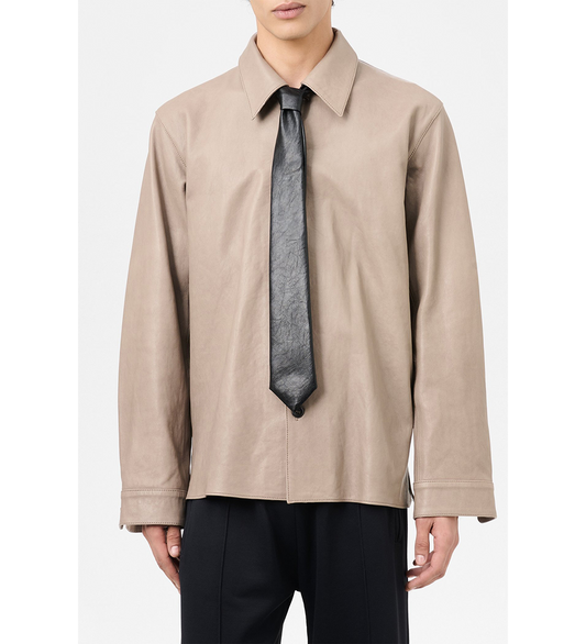 TIE BLACK REAL FAKE LEATHER