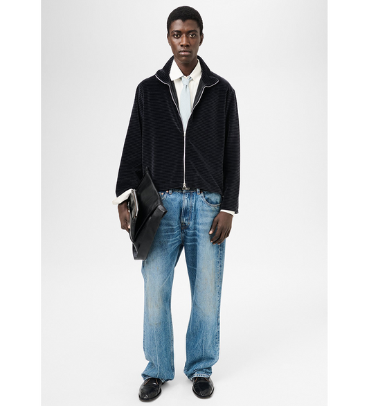 SHRUNKEN FULLZIP POLO PHANTOM STRIPE VELOUR