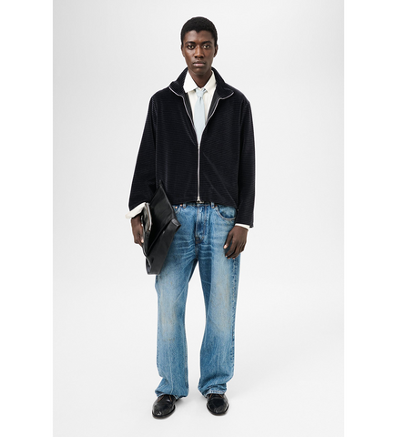 SHRUNKEN FULLZIP POLO PHANTOM STRIPE VELOUR
