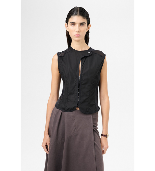 CORSET VEST BLACK ALL DAY POPLIN