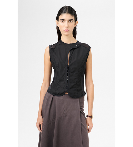 CORSET VEST BLACK ALL DAY POPLIN