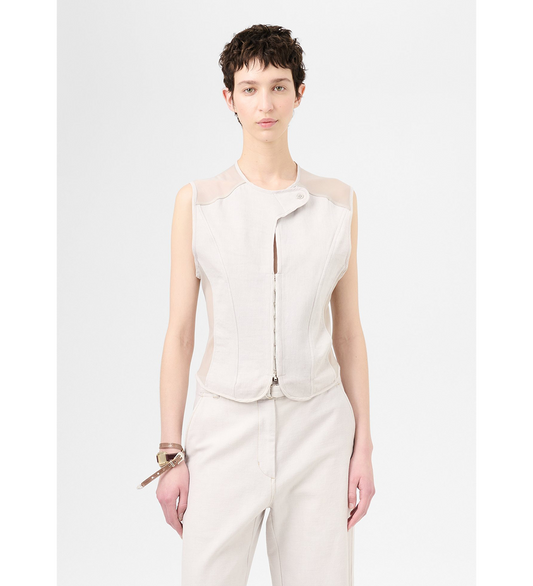CORSET VEST DUST BUNNY DISRUPTED SATEEN