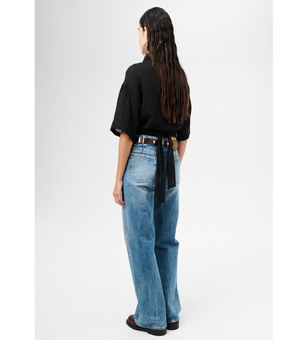 NANNAS SHIRT SHORTSLEEVE BLACK SPARSE CREPE WEAVE