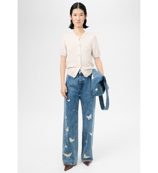 TREBLE CUT INDIGO BUTTERFLY
