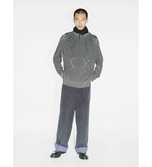 MOTIF KNIT PULLOVER GRAY