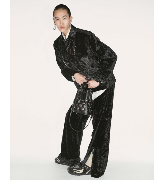 VELVET TRACK PANTS BLACK